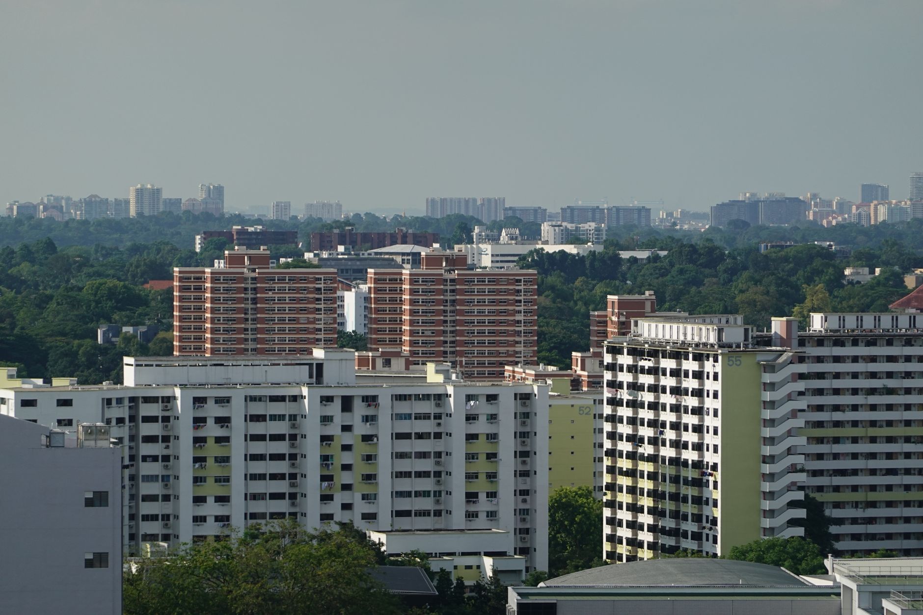 Aerial view of Singapore HDB public housing residential district